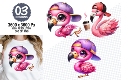 Cute Pink Flamingo Clipart Designs, Summer Sublimation PNG Product Image 1