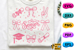 Preppy Senior SVG, PNG, Coquette Bow, Girly Senior Shirt Svg Product Image 1