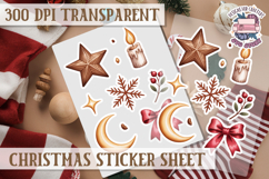 Christmas Watercolor Sticker Sheet Winter Cute Holiday PNG Product Image 1