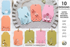 3D Paper Tags Bundle. Gift tag Template Paper Cut SVG Product Image 1