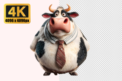 Chubby Cow Wearing a Striped Shirt Transparent PNG Product Image 1