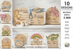 Personalized Baby Name Signs Bundle Lasercut.Birth Stats SVG Product Image 1