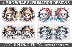Snowman Mug Wrap Sublimation PNG - Christmas Mug Design Product Image 2