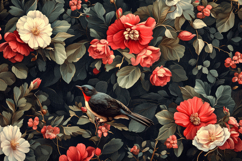 Flowers and Bird Background Wallpaper Product Image 1
