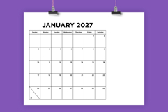 2027 Small Number Simple 8.5x11 Inch Calendar Product Image 1