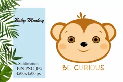 Cute cartoon animal - Baby monkey sublimation png Product Image 1