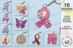 Awareness ribbons keychains Bundle Laser Cut. Keyrings SVG Product Image 1