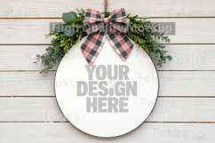 Easter Round Wood Sign Mockup - Door Wood Sign Product Image 1