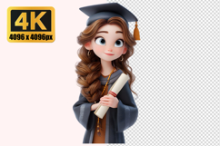 Young Girl Wearing a Graduation Cap Transparent PNG Product Image 1