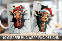 Christmas Giraffe Wrap Mug Sublimation - Festive Giraffe PNG Product Image 1