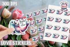 Love sticker Sheet Valentine Day Cute Animals Quote PNG Product Image 1