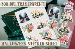Halloween sticker sheet Creepy Scrapbook PNG Funny Skulls Product Image 1