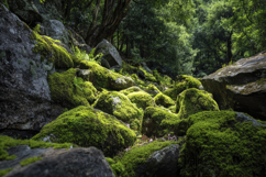 Green Forest Scene Rocks Background Wallpaper Product Image 1