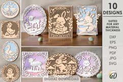 3D Easter Wall Signs Bundle Laser Cut. Wall Decor SVG Product Image 1