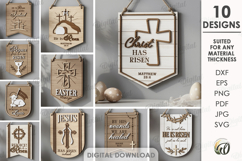 3D Christian Banner Flags Bundle Laser Cut. Wall Decor SVG Product Image 1