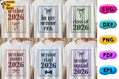 Senior 2026 SVG, PNG Bundle, Preppy, Striped Postage Stamp Product Image 1