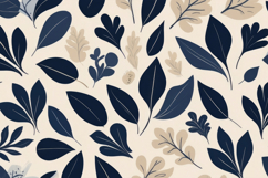 Blue Beige Botanical Leaf Pattern Background Product Image 1