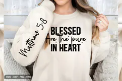 Blessed Are The Pure- Christian Sleeve T-Shirt Design Product Image 3
