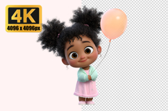Young Girl with Afro Puffs Holding a Peach Colored Balloon Product Image 1