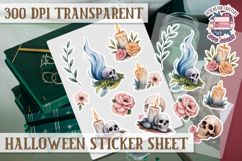 Halloween sticker sheet Creepy Scrapbook PNG Funny Skulls Product Image 1