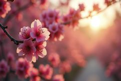 Pink Cherry Blossoms Background Wallpaper Product Image 1