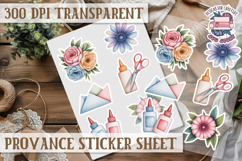 Cozy sticker sheet Flowers Scrapbook PNG Provence Product Image 1
