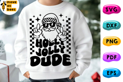 Holly Jolly Dude Svg,Png, Cool Santa,Checker Christmas Shirt Product Image 1