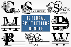 Flower Monogram Split Letters, Floral Monogram Font SVG File Product Image 1