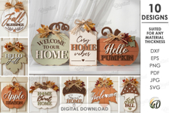 Fall Wall Signs Bundle Laser Cut. Door Sign. Wall Hanger SVG Product Image 1