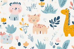 Cute Cartoon Animals Background Wallpaper Product Image 1