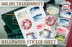 Halloween sticker sheet Creepy Scrapbook PNG Funny Skulls Product Image 1
