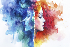 Orange and Blue Faces Background Wallpaper Product Image 1