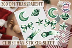Christmas Watercolor Sticker Sheet Winter Cute Holiday PNG Product Image 1