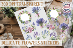 Summer sticker Delicate Scrapbook PNG Flowers Botanical Product Image 1