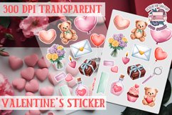 Love sticker Sheet Valentine Day Lovers Funny Heart PNG Product Image 1