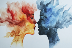 Abstract Watercolor Faces Background Wallpaper Product Image 1