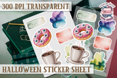 Halloween sticker sheet Creepy Scrapbook PNG Funny Skulls Product Image 1