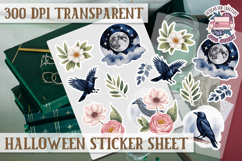 Halloween sticker sheet Creepy Scrapbook PNG Funny Skulls Product Image 1
