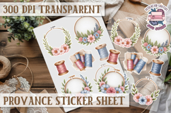 Cozy sticker sheet Flowers Scrapbook PNG Provence Product Image 1