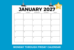 2027 8.5 x 11 Inch Bold Monday to Friday Calendar Template Product Image 1