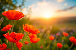 Red Poppy Flower Field Background Product Image 1