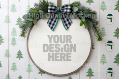 Christmas Round Wood Sign Mockup - Door Wood Sign Product Image 1