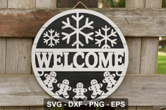 Welcome Christmas Round Sign SVG | Gingerbread Cut File Product Image 3