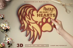 3D Layered Paw with Heart and Wings | Always in our Hearts Product Image 1