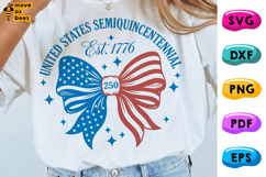 Coquette Boy July 4th PNG, SVG, America 250, USA Est 1776 Product Image 1
