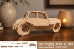 3D Layered Contour Vintage Car Laser Cut Decoration Product Image 1