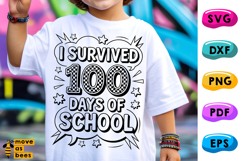 I Survived 100 Days of School Svg, Png, Boy, Girl, Kid Shirt Product Image 1