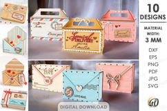 Valentine's Day Post Boxes Bundle Laser Cut. Valentine SVG Product Image 1