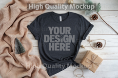Christmas Black T-shirt mockup - Christmas Background Product Image 1