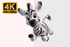 Cartoon Baby Zebra Transparent PNG Product Image 1
